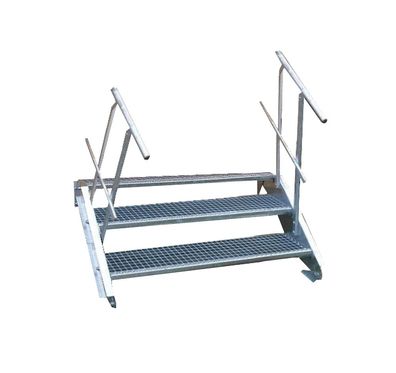 2 Stufen Stahltreppe Breite 60-160cm Geschosshöhe 30 - 40 cm Geländer beidseitig