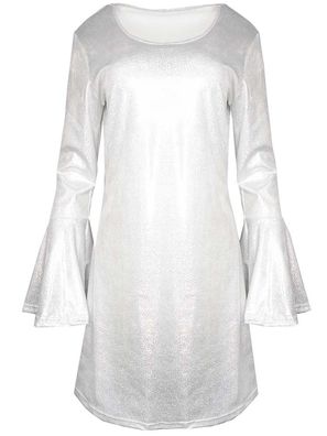 Kleid Space 70er Disco weiß/silber