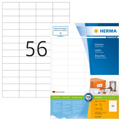 Herma Premium Etiketten A4 200 52,5x21,2