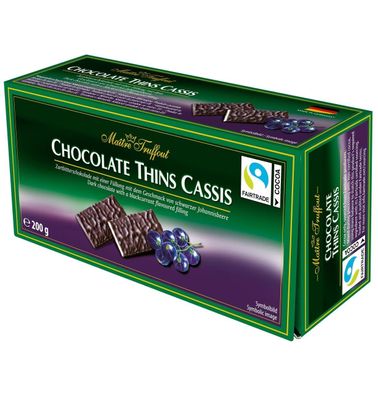 Maitre Truffout Chocolate Thins Cassis - Zartbitter Täfelchen 200g