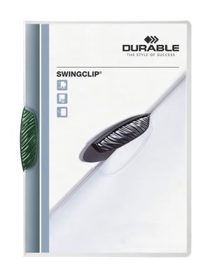 Durable Klemm-Mappe Swingclip gn für 30 Blatt transp Deckblatt