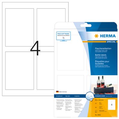 Herma Etiketten für Flaschen permanent haftend 90 x 120 mm weiss 10 Bl 40 Etik