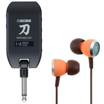 Boss Kopfhörer-Verstärker Katana GO Amp Plug mit Audiofly In-Ear Ohrhörer