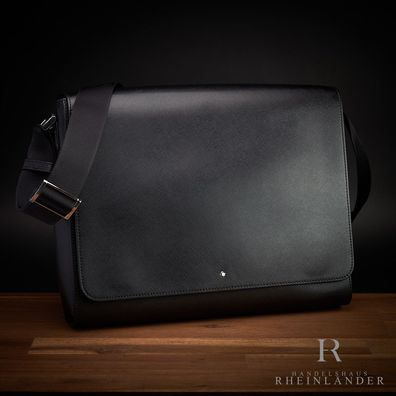 Montblanc Leather Goods Sartorial Messenger Bag Black Leder Tasche 113188