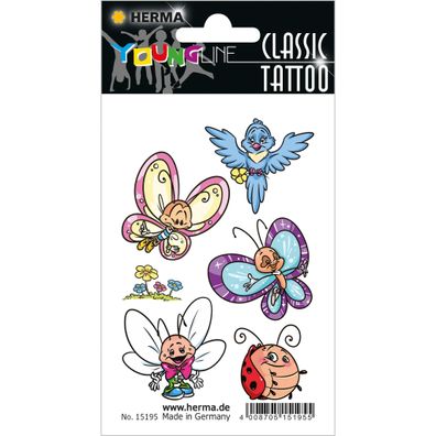 Herma Tattoo Classic Transferfolie Schmetterling & Friends 1 Bl 6 Tattoos