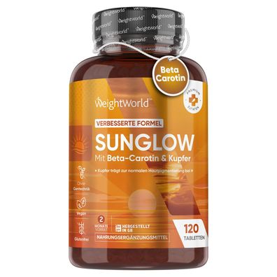 Sunglow Beta Carotin Komplex als Bräunungsbeschleuniger - 120 Tabletten - WeightWorld