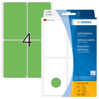 Herma Vielzwecketiketten permanent haftend 52 x 82 mm grün 32 Bl 128 Etik. Handbes