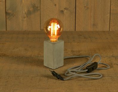 Tischlampe Zement 6x6x11 cm e27 1,5m Eisen Kabel schwarz weiß Schalter Annas col