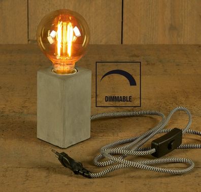 Tischlampe Zement dimmbar 6x11 cm e27 1,5m Kabel Annas collection