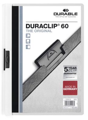 Durable Klemm-Mappe Duraclip 60 ws für 60 Blatt A4 tr Deckblatt