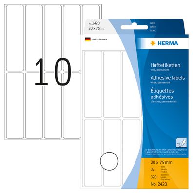 Herma Büropackung Vielzwecketik. WEISS 20x75