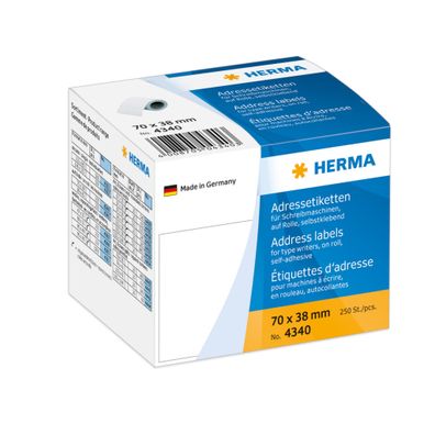 Herma Etiketten für Adressen permanent haftend 70 x 38 mm weiss auf Rolle 250