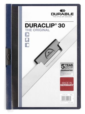 Durable Klemm-Mappe Duraclip 30 A4 nbl für 30 Blatt transp Deckblatt