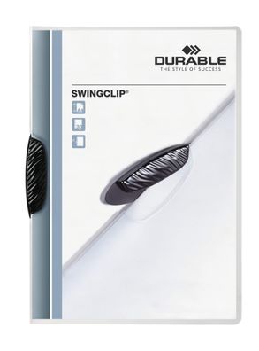 Durable Klemm-Mappe Swingclip sw für 30 Blatt transp Deckblatt