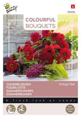 Bunte Blumensträuße Vintage Rot Samen Buzzy