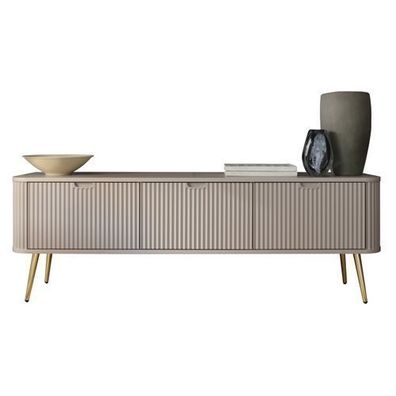 BETTSO Dreitüriger RTV-Schrank auf goldenen Beinen ZOVA Cashmere Beige