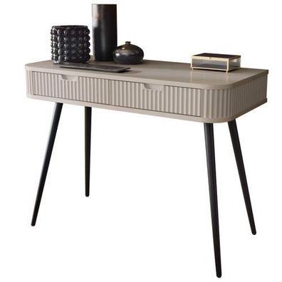 BETTSO Schminktisch mit Schubladen auf schwarzen Beinen ZOVA Cashmere Beige