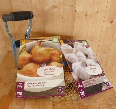 Geschenkpackung Gemüsegartenerde Zwiebeln, Knoblauch und Kartoffeln Warentuin mix