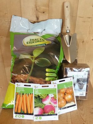 Geschenkpackung Saatgut Gemüsegarten Packung Möhren, Radieschen und Zwiebeln Ware