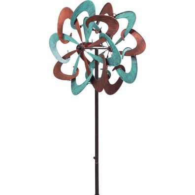 Kinetic Art Metal Wind Spinner: Copper Swirl Duett