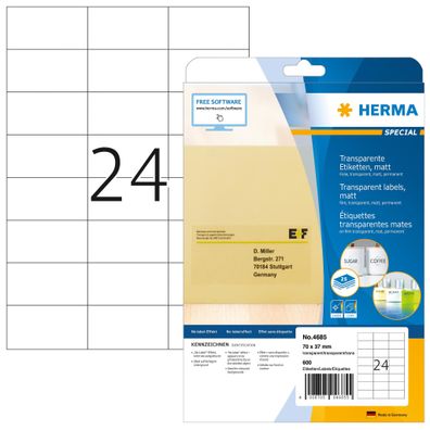 Herma Transparente Etiketten A4 25 70x37