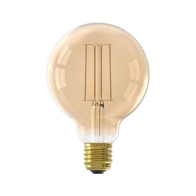 LED Vollglas LangFilament Globelamp 220 240V 4,5W 470lm E27 G95 Gold 2100K Dimmbar