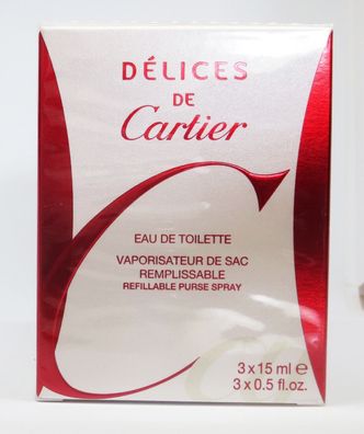 Cartier-délices DE Cartier EAU DE Toilette SPRAY 3 x 15 ML (100 ml /265,55 € )