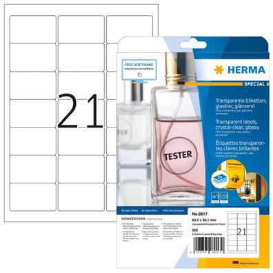 Herma Glasklare Etiketten A4 25 63,5x38,1