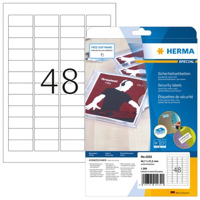 Herma Sicherheitsetiketten A4 25 45,7x21,2