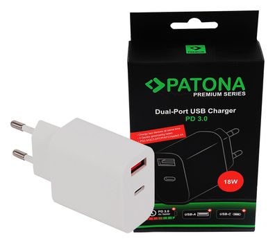 PATONA Premium Netzteil 18W PD QC 3.0 USB-C USB-A 5V