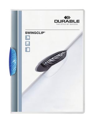 Durable Klemm-Mappe Swingclip bl für 30 Blatt transp Deckblatt