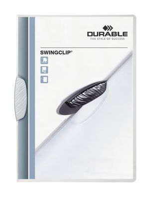 Durable Klemm-Mappe Swingclip ws für 30 Blatt transp Deckblatt