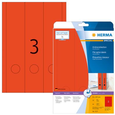 Herma Ordneretiketten A4 20 61x297 ROT