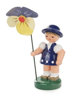 Ostern &amp; Frühjahr Blumenmädchen dunkelblau, Blume blau/gelb BxHxT 25x90x25mm NEU