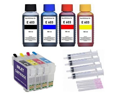 Nachfüllbare Patronen 603 XL + 400 ml Tinte für Epson XP-4105 XP-4150 XP-4155