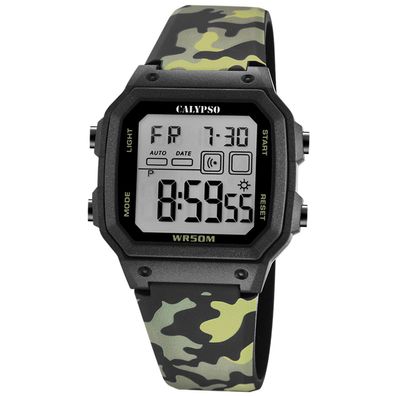 Calypso Herrenuhr Digital Camouflage Grün K5812/4