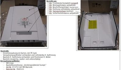 Windhager Vorderwanddeckel kpl. MinoWIN Vorderwanddeckel kpl. inkl. Isolierung M 0137