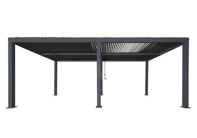 Pergola HWC-L46, Gartenpavillon Lamellen-Pavillon, 11cm-Aluminium-Gestell, Regenrinne