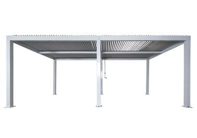 Pergola HWC-L46, Gartenpavillon Lamellen-Pavillon, 11cm-Aluminium-Gestell, Regenrinne