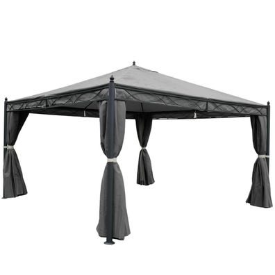 Pergola Cadiz, Garten Pavillon, stabiles 7cm-Gestell mit Seitenwand + Moskitonetz g