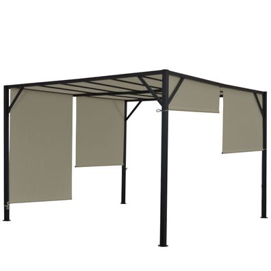 Pergola Baia, Garten Pavillon Terrassenüberdachung, stabiles 6cm-Stahl-Gestell + Schi