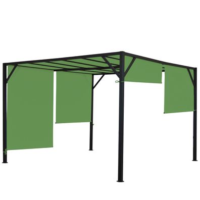 Pergola Baia, Garten Pavillon Terrassenüberdachung, stabiles 6cm-Stahl-Gestell + Schi