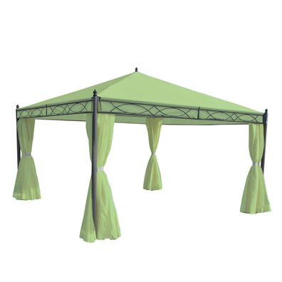 Pergola Cadiz, Garten Pavillon, stabiles 7cm-Gestell mit Seitenwand grün 4x4m