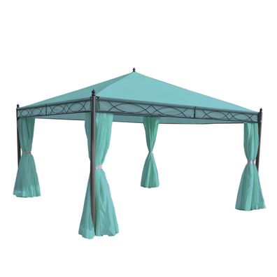 Pergola Cadiz, Garten Pavillon, stabiles 7cm-Gestell mit Seitenwand türkis 4x4m