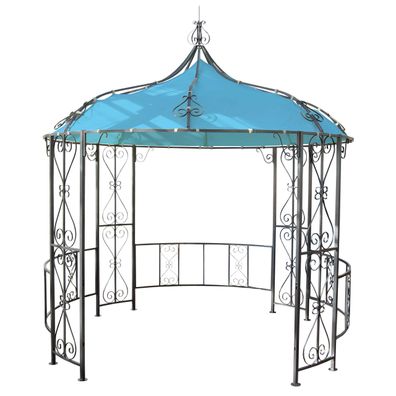 Pergola Almeria, Rundpavillon Garten Pavillon, stabiles Stahl-Gestell ¯ 3m türkis