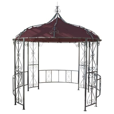 Pergola Almeria, Rundpavillon Garten Pavillon, stabiles Stahl-Gestell ¯ 3m rot-brau