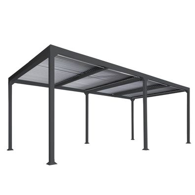 Alu Pergola HWC-L41, Lamellen-Pavillon Terrassenüberdachung, stabiles 8cm-Metall-Gest