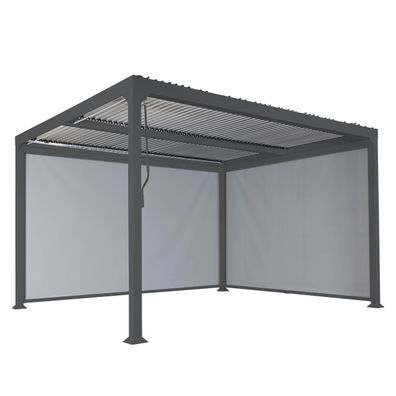 Alu Pergola HWC-L41 mit 2x Seitenwand, Lamellen-Pavillon, stabiles 8cm-Metall-Gestell