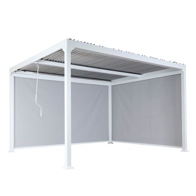 Alu Pergola HWC-L41 mit 2x Seitenwand, Lamellen-Pavillon, stabiles 8cm-Metall-Gestell