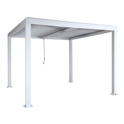 Pergola HWC-L46, Gartenpavillon Lamellen-Pavillon, 11cm-Aluminium-Gestell, Regenrinne